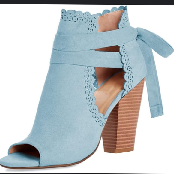 Just Fab Powder Blue Tie Up Ankle Booties size 7 - Picture 11 of 11